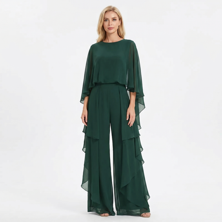 Cape Sleeve Set - Flowy Top and Wide Leg Pants