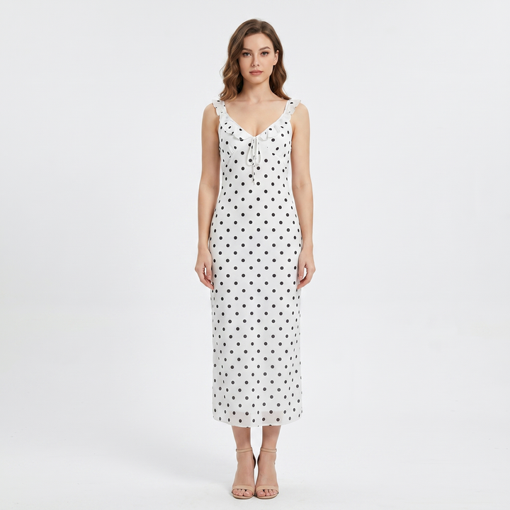Floral Maxi Dress - Ruffle Strap Bias Cut