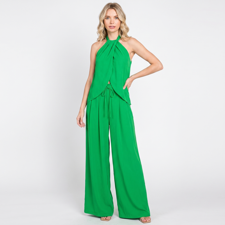 Matching Sets - Halter Top Wide Leg Pants