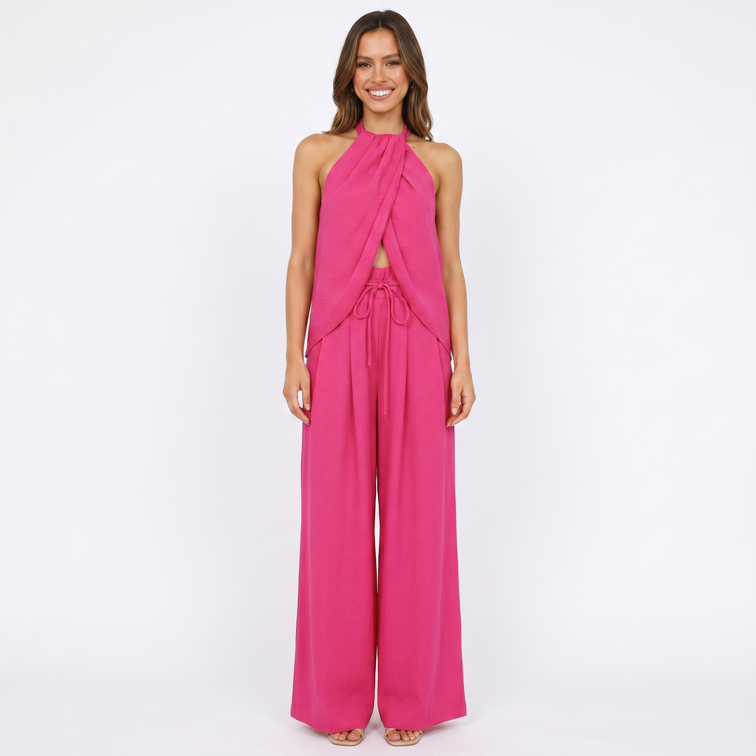 Matching Sets - Halter Top Wide Leg Pants