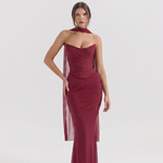 Cabernet Sauvignon Strap Corset with Mid-Skirt Scarf