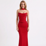 Holly Red Strap Corset with Mid-Skirt Scarf