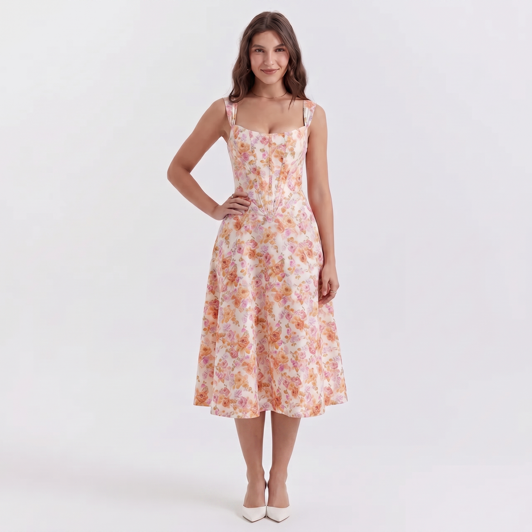Sundress - Corset Bodice Button Front Midi