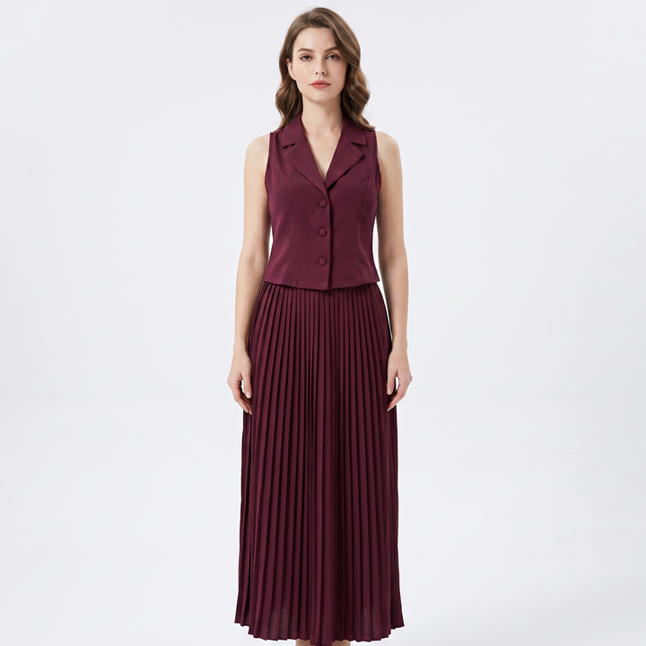 Matching Sets Women - Waistcoat Pleated Maxi Skirt
