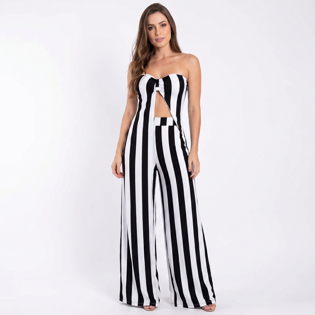 Matching Sets Women - Strapless Tube Top Wide Leg Pants