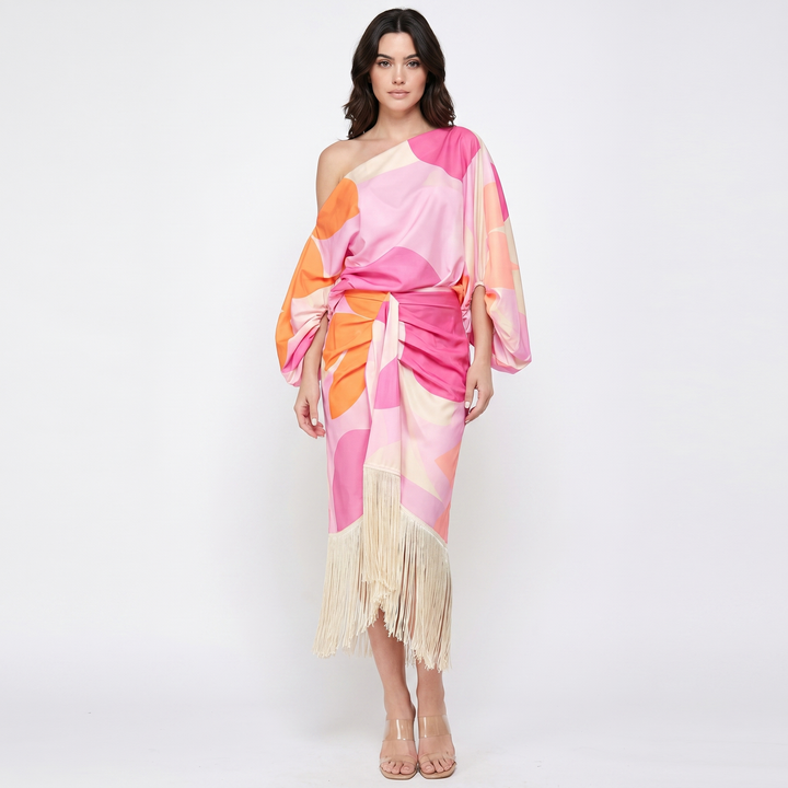 Matching Sets Women - One Shoulder Top Fringe Midi Skirt