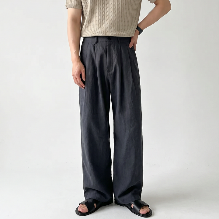 Wide Leg Trousers Men - Pleated Tailored Baggy Fit