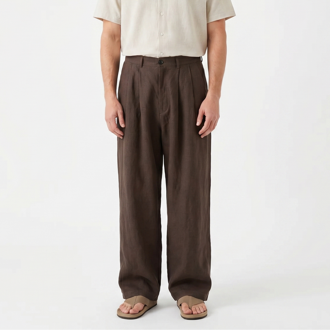 Wide Leg Trousers Men - Pleated Tailored Baggy Fit
