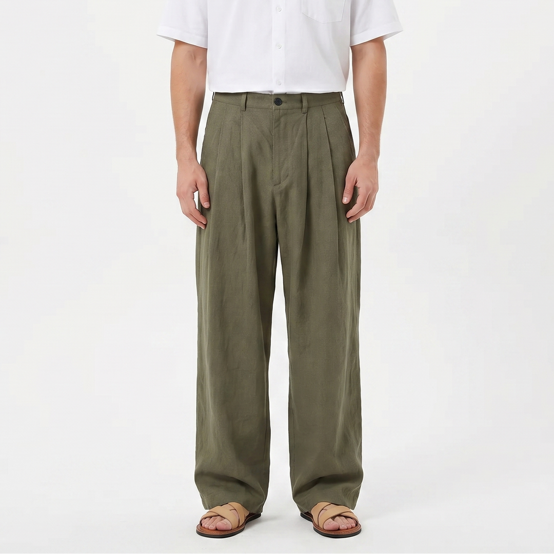 Wide Leg Trousers Men - Pleated Tailored Baggy Fit