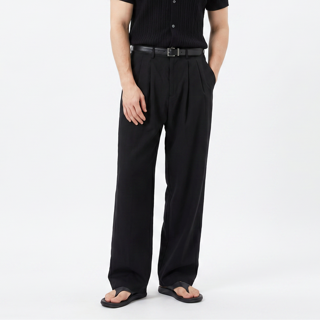 Wide Leg Trousers Men - Pleated Tailored Baggy Fit