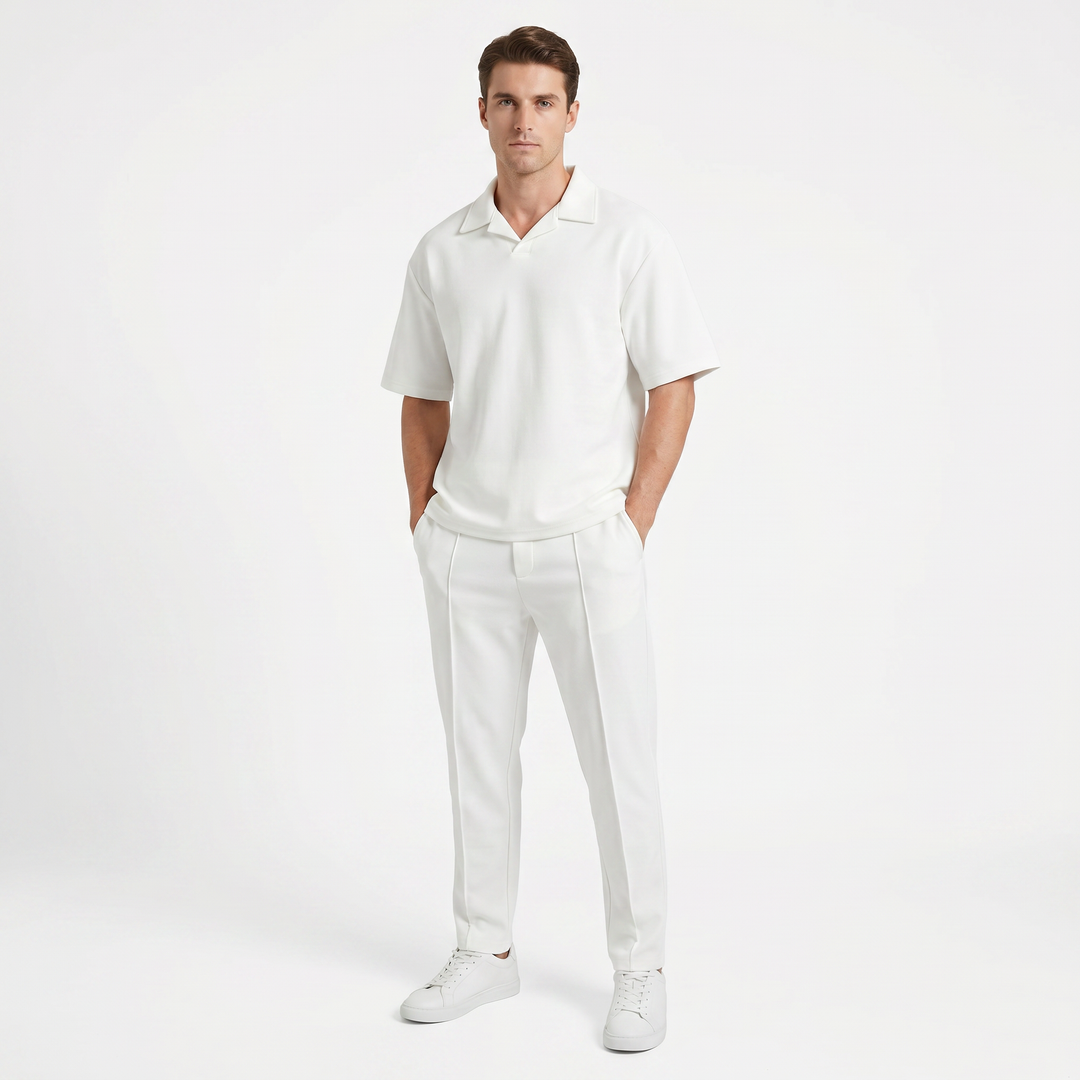 Matching Sets Men - Open Collar Top and Pleated Pants