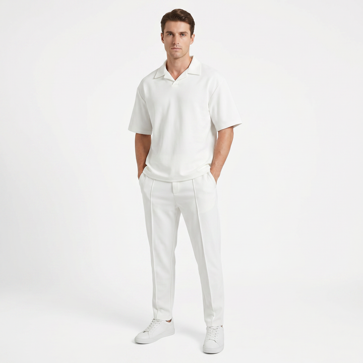 Matching Sets Men - Open Collar Top and Pleated Pants