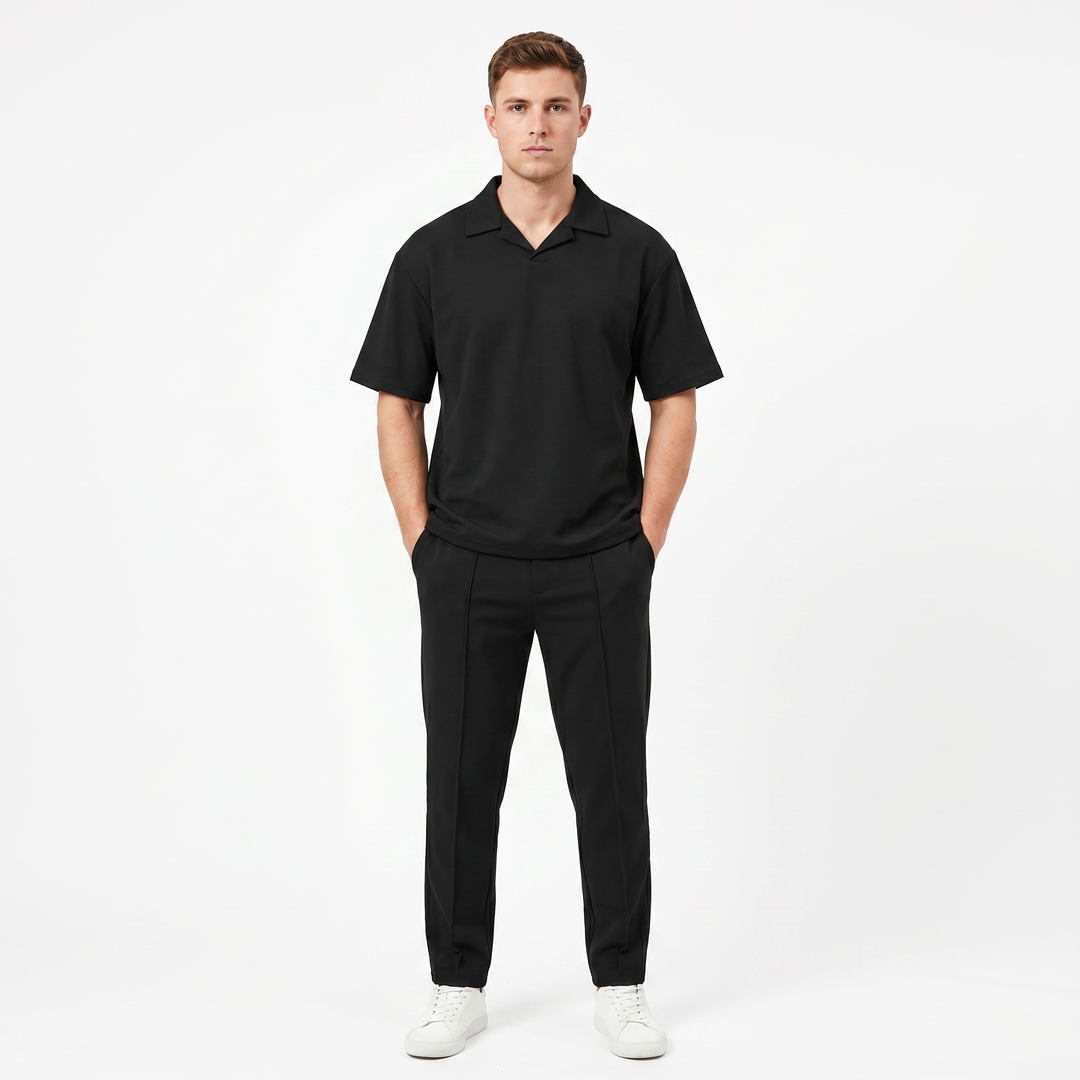 Matching Sets Men - Open Collar Top and Pleated Pants
