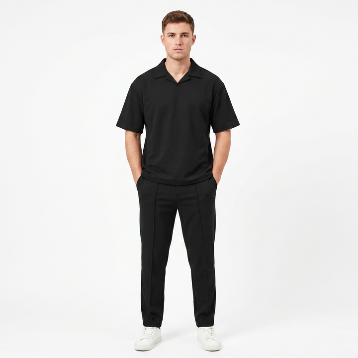 Matching Sets Men - Open Collar Top and Pleated Pants