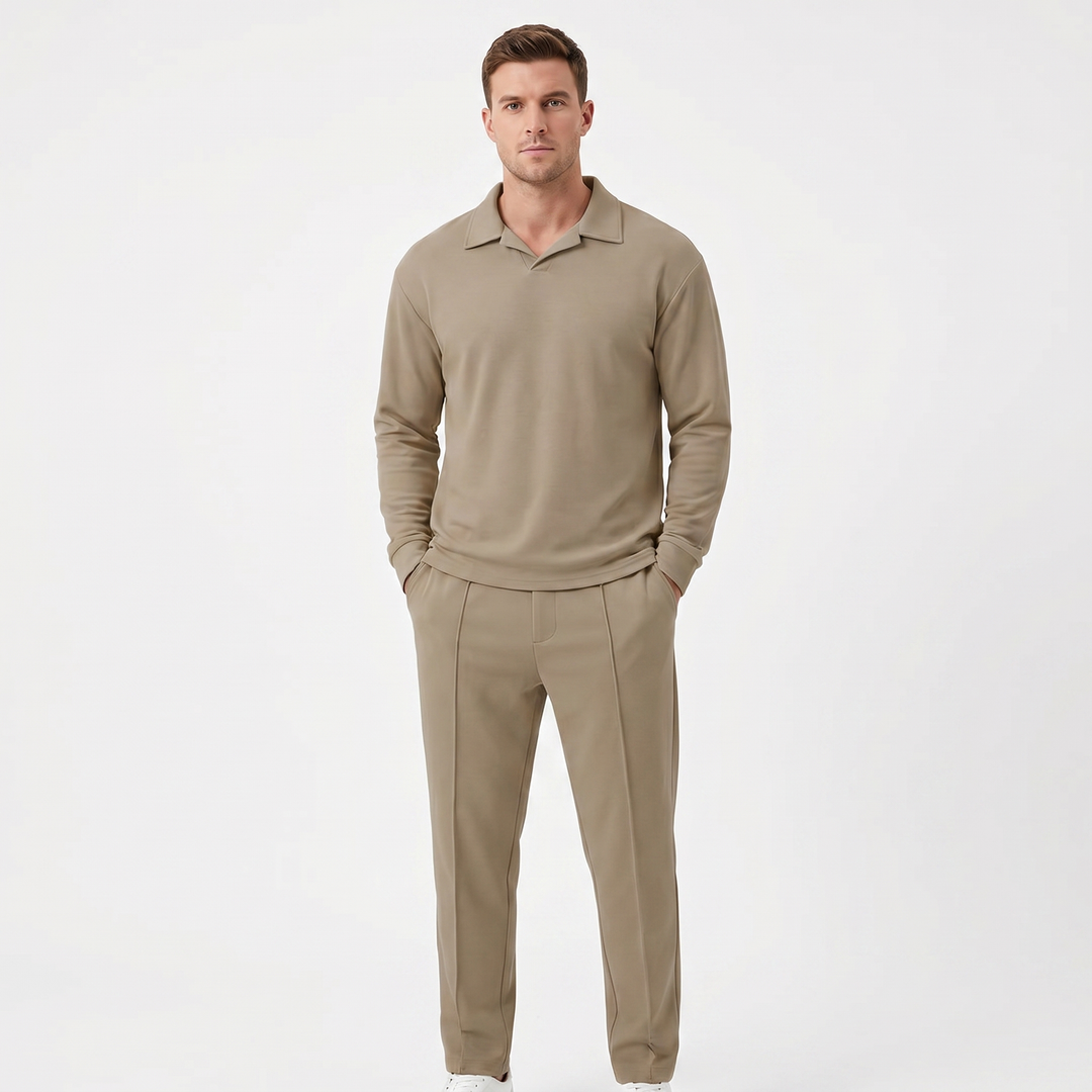Matching Sets Men - Open Collar Top and Pleated Pants