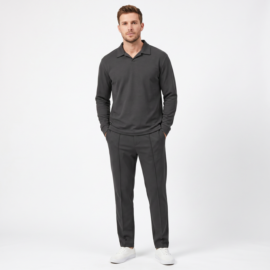 Matching Sets Men - Open Collar Top and Pleated Pants
