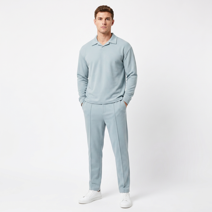 Matching Sets Men - Open Collar Top and Pleated Pants