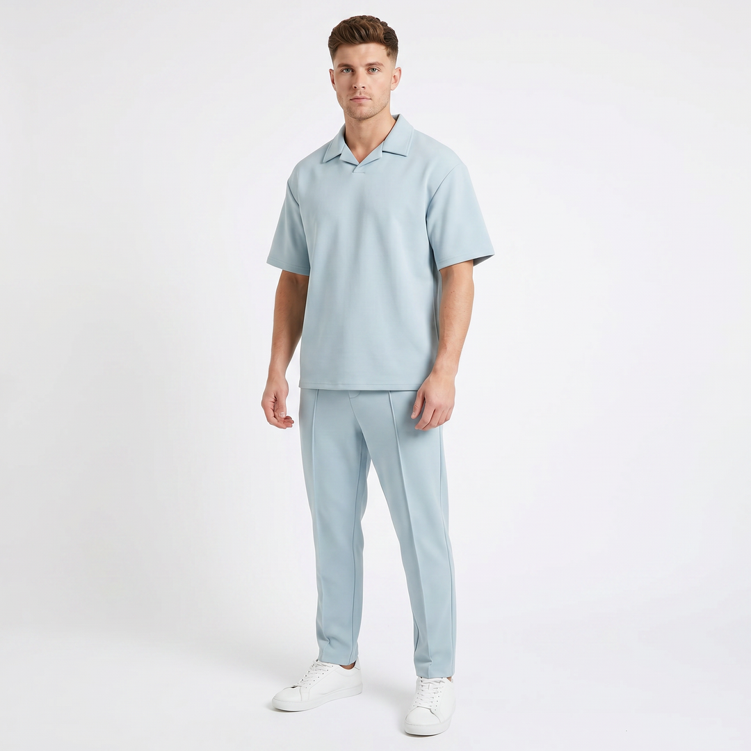 Matching Sets Men - Open Collar Top and Pleated Pants