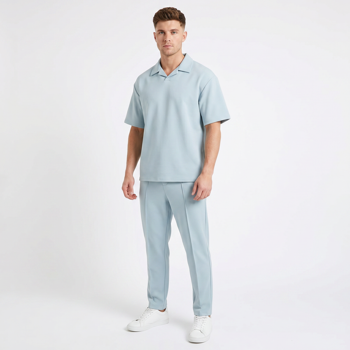Matching Sets Men - Open Collar Top and Pleated Pants
