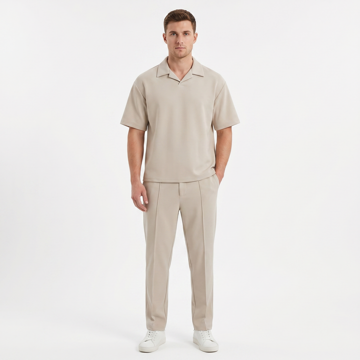 Matching Sets Men - Open Collar Top and Pleated Pants