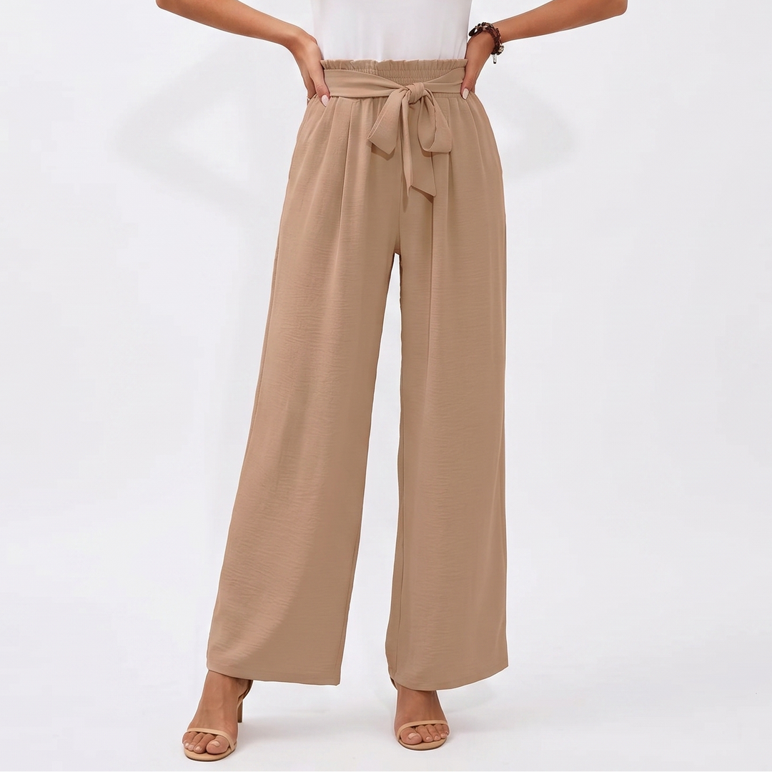 Wide Leg Pants Women - High Waisted Tie Front