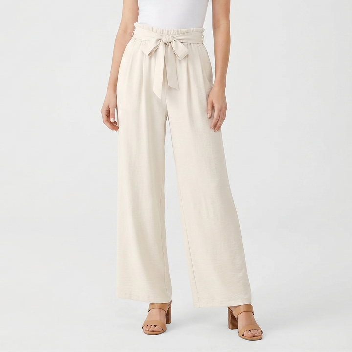 Wide Leg Pants Women - High Waisted Tie Front