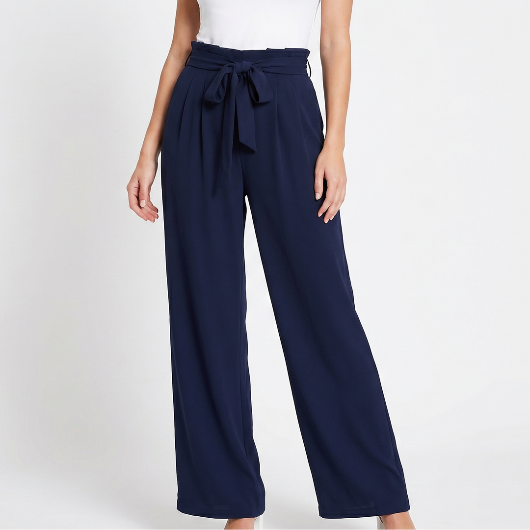 Wide Leg Pants Women - High Waisted Tie Front