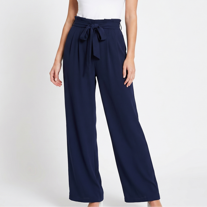 Wide Leg Pants Women - High Waisted Tie Front