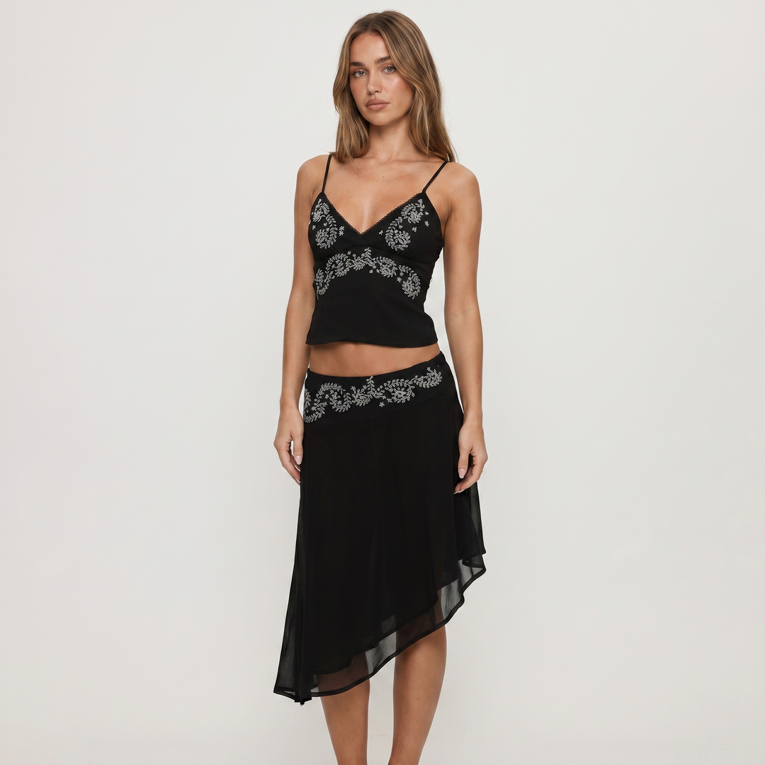Matching Set - Cami Top Asymmetric Midi Skirt