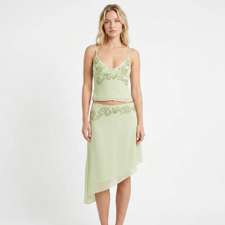 Matching Set - Cami Top Asymmetric Midi Skirt