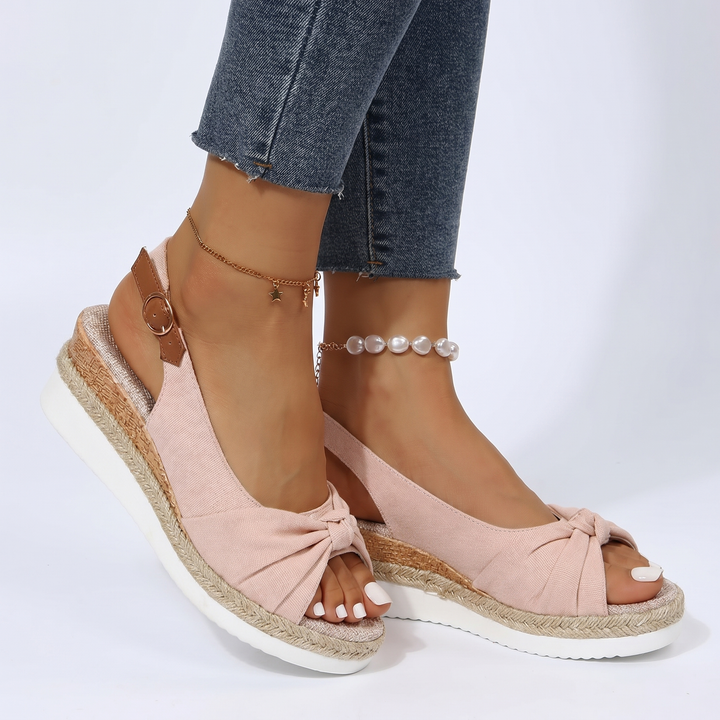 Espadrille Wedges - Knot Front Slingback Peep Toe