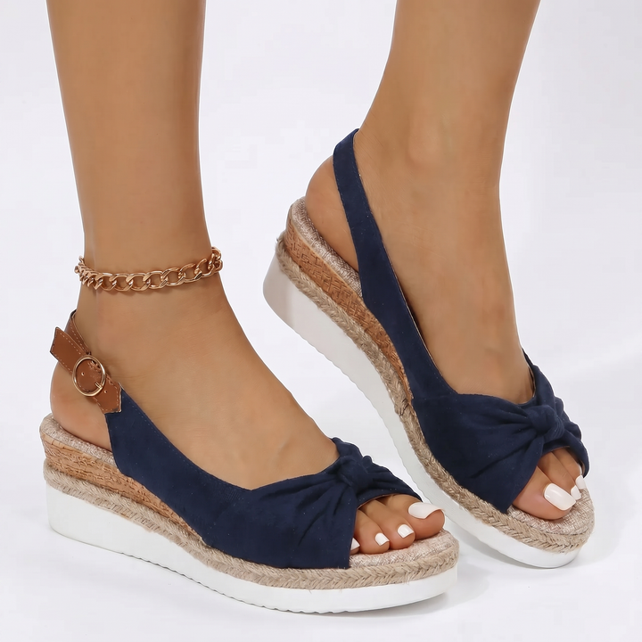 Espadrille Wedges - Knot Front Slingback Peep Toe