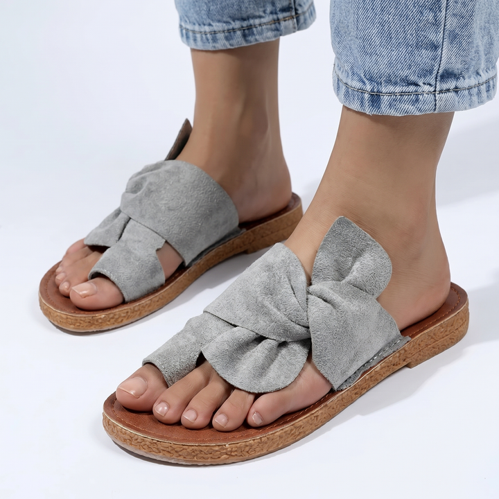 Slide Sandals - Bow Knot Flat Open Toe Mules
