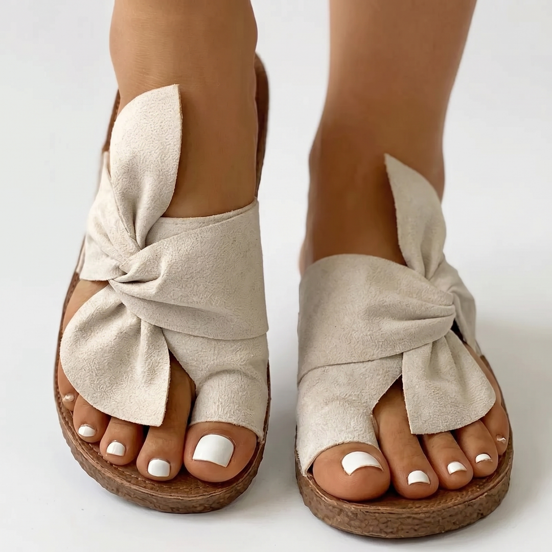 Slide Sandals - Bow Knot Flat Open Toe Mules
