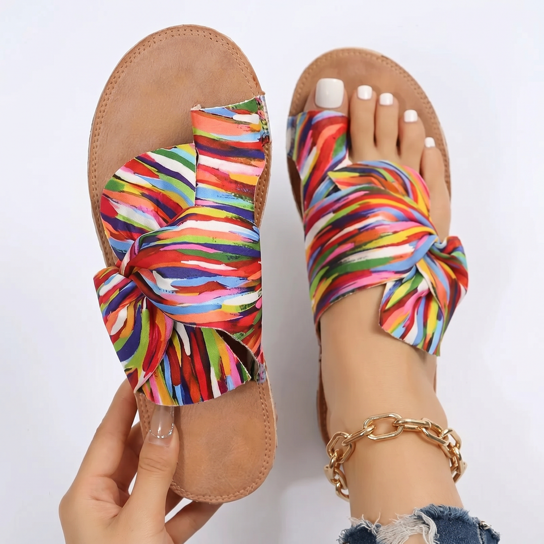Slide Sandals - Bow Knot Flat Open Toe Mules