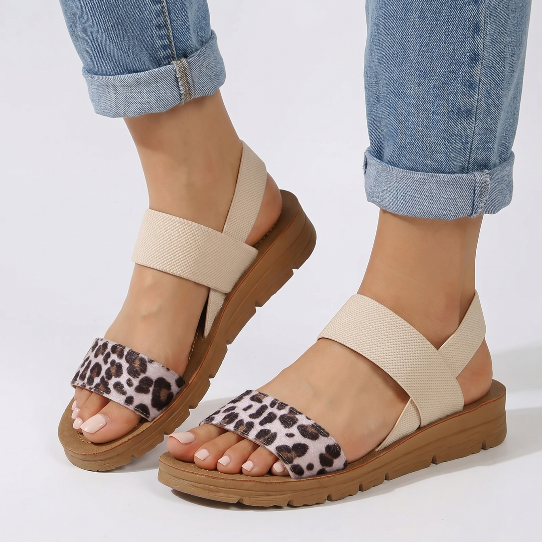 Platform Sandals - Elastic Strap Open Toe Slingback