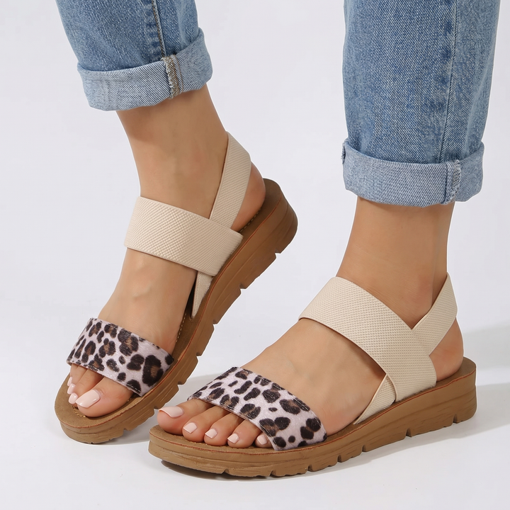 Platform Sandals - Elastic Strap Open Toe Slingback
