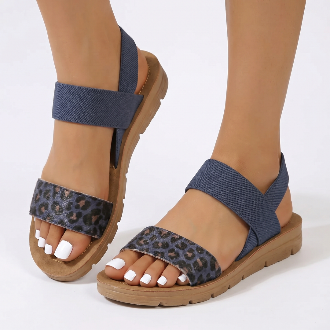 Platform Sandals - Elastic Strap Open Toe Slingback