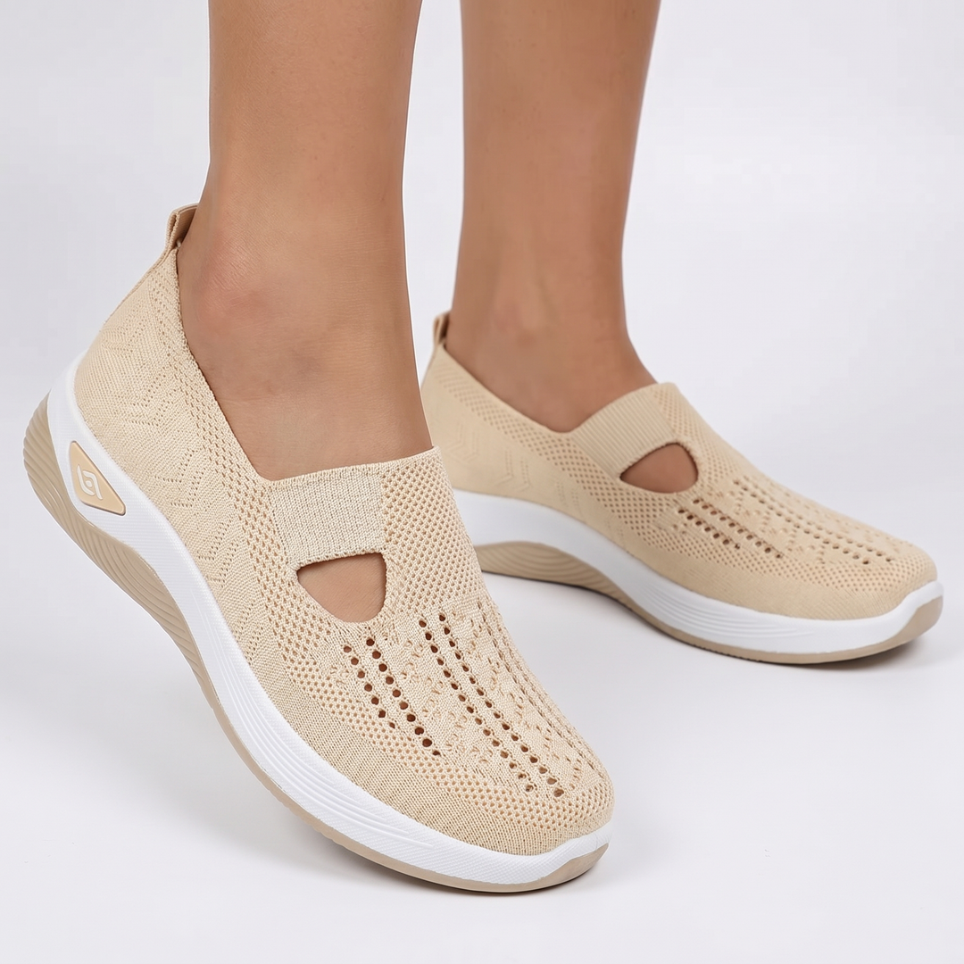 Slip On Sneakers - Knit Mesh Breathable Walking Shoes