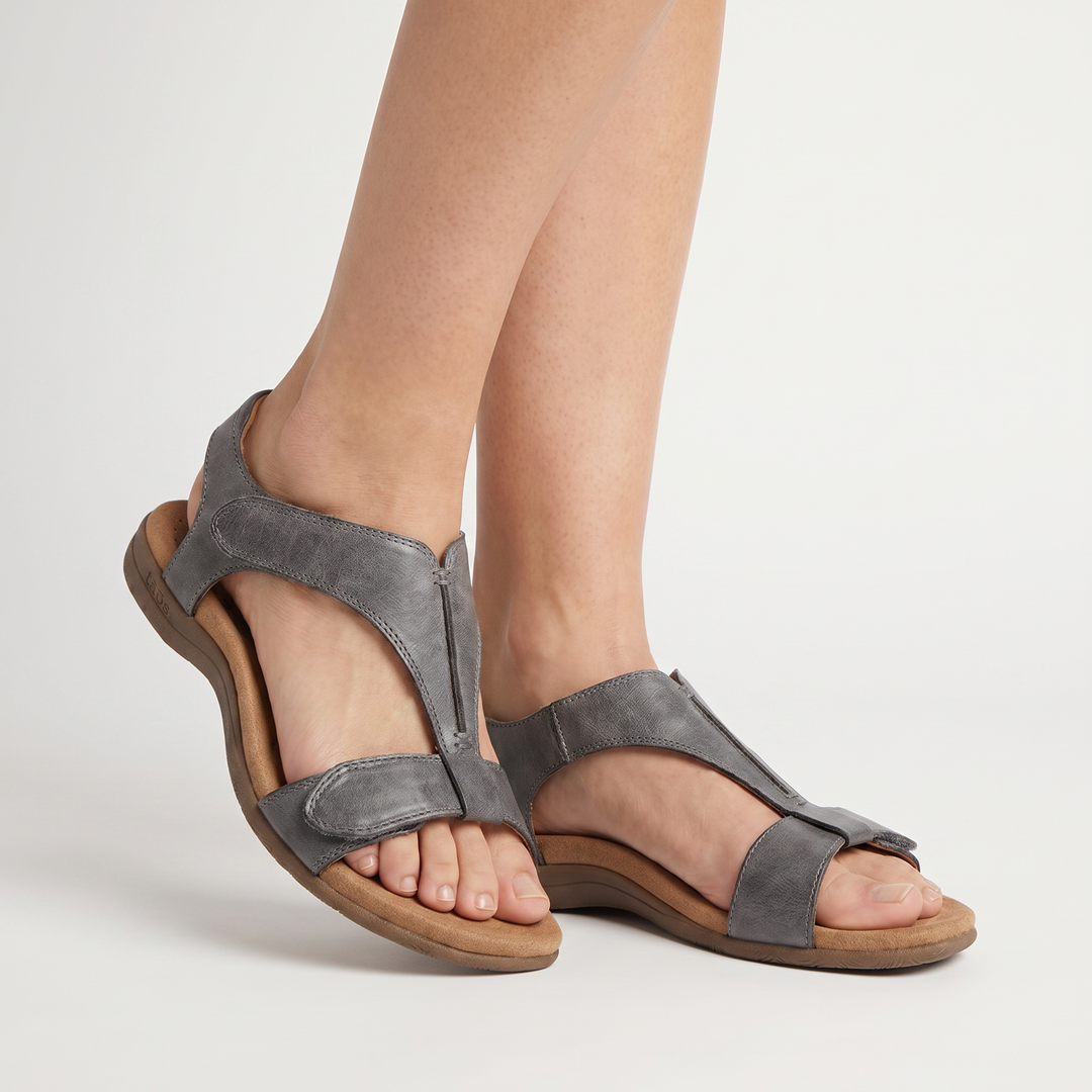 Sandals Women - Arch Support T-Strap Velcro Comfort