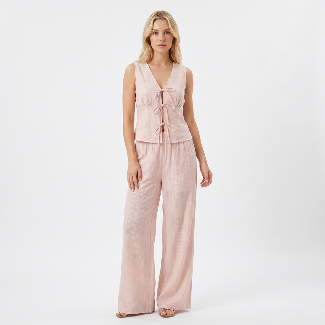Matching Set Women - Sleeveless Top Wide Leg Pants