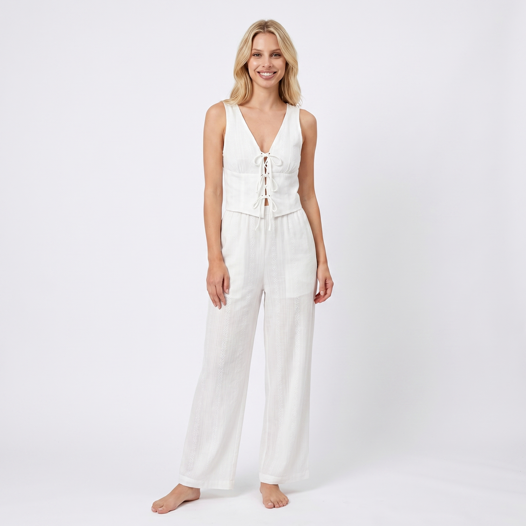 Matching Set Women - Sleeveless Top Wide Leg Pants