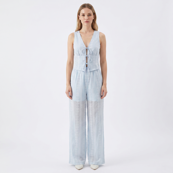 Matching Set Women - Sleeveless Top Wide Leg Pants