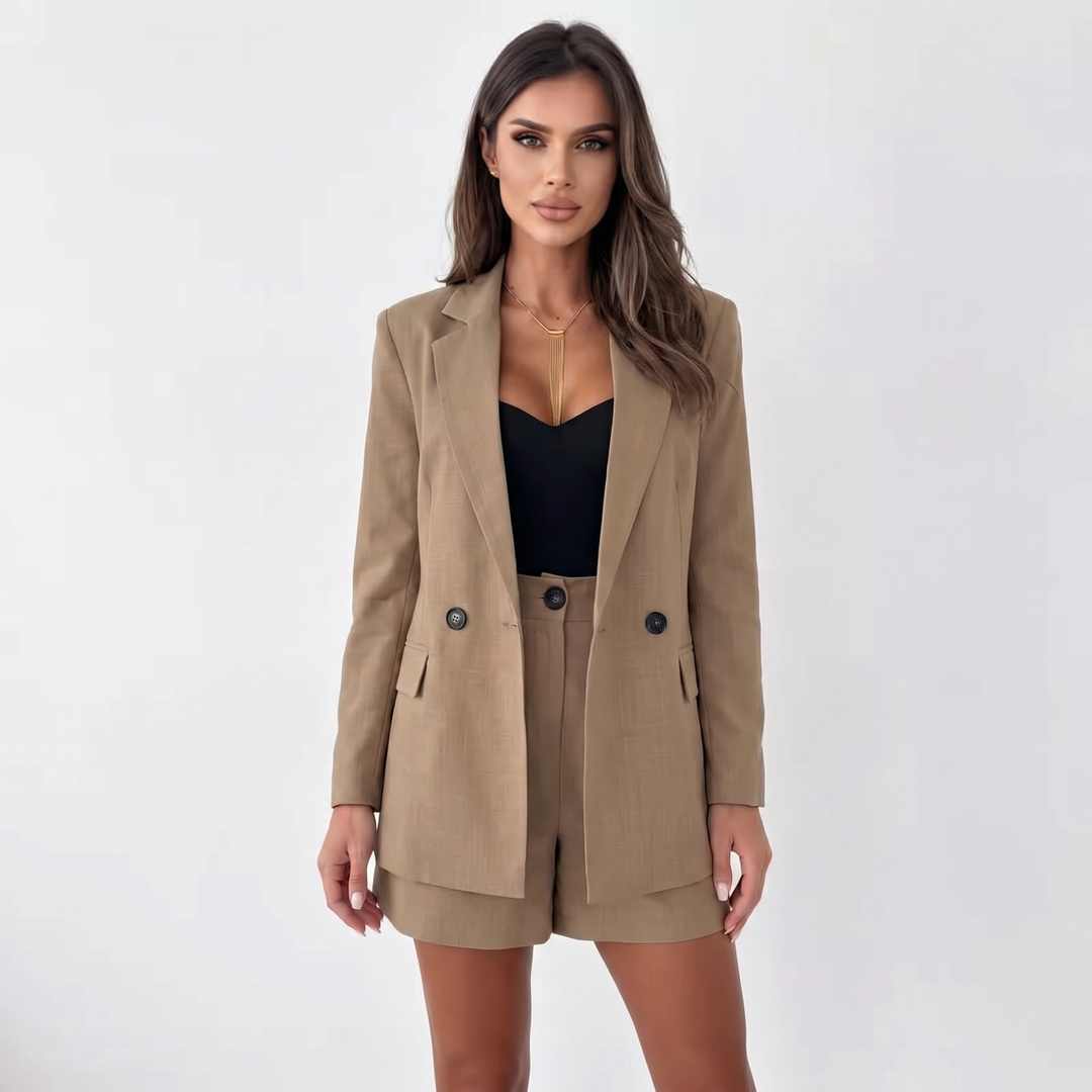 Matching Sets Women - Linen Blazer and Shorts Two Piece