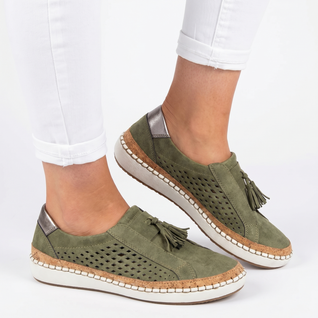 Platform Sneakers - Slip On Cutout Tassel Espadrille Sole