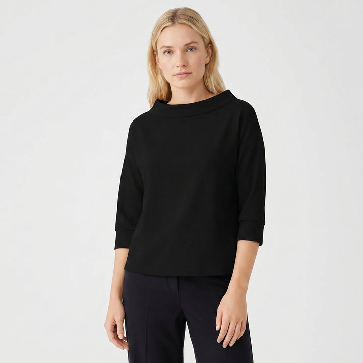 Boat Neck Top - Relaxed Fit 3/4 Sleeve Basic