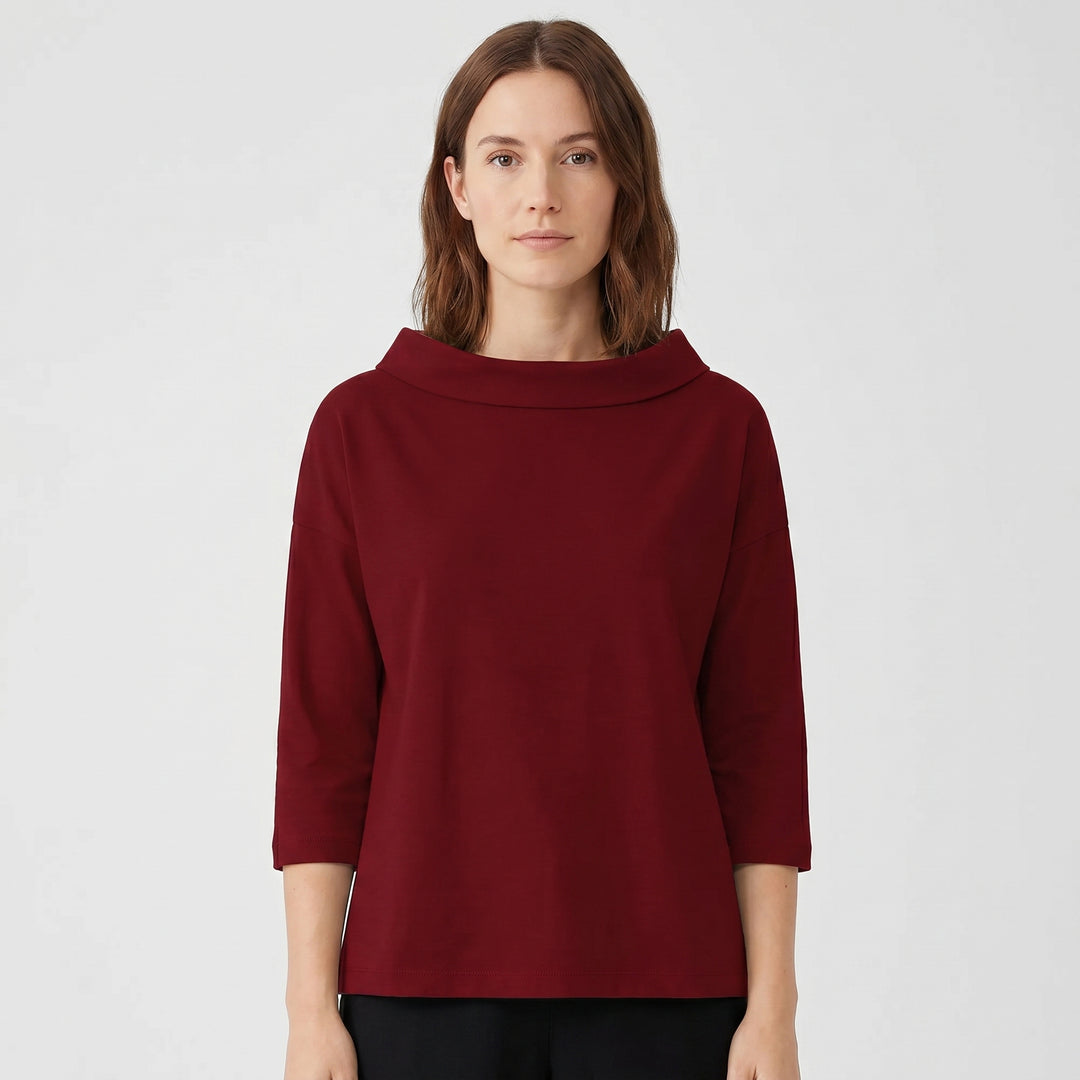 Boat Neck Top - Relaxed Fit 3/4 Sleeve Basic