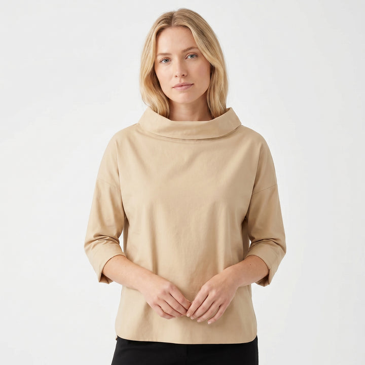 Boat Neck Top - Relaxed Fit 3/4 Sleeve Basic
