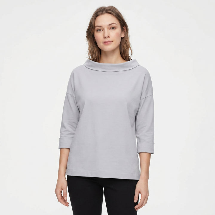 Boat Neck Top - Relaxed Fit 3/4 Sleeve Basic