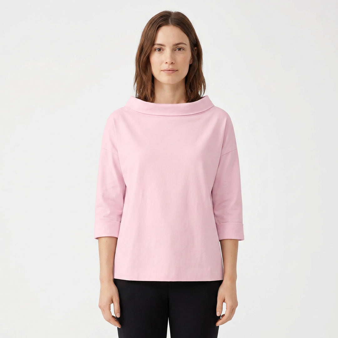 Boat Neck Top - Relaxed Fit 3/4 Sleeve Basic